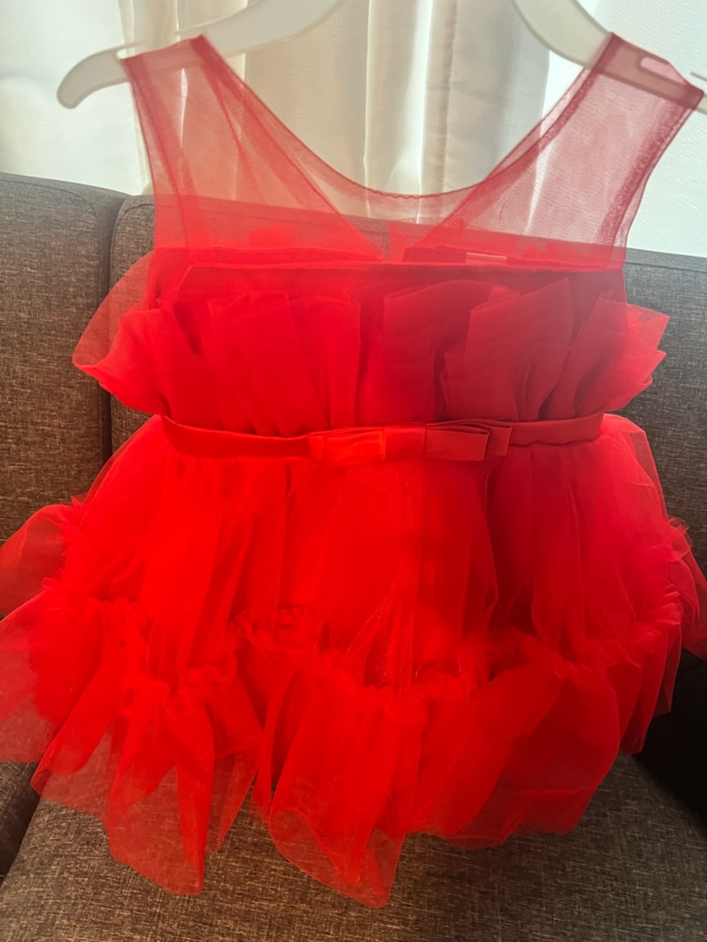 Red Tulle Party Dress with Bow